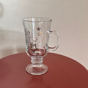 6 Libby Clear Glass Mugs with Star Accents